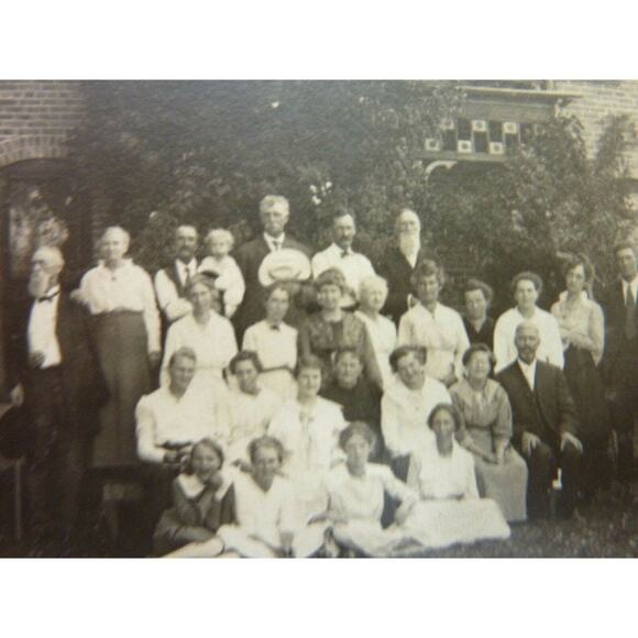 Vintage Antique Post Card Photograph Group Men Women RPPC Photo Outside - Picture 2 of 4